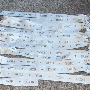Dior Luxurious White Ribbon with Gold Stars Approx 21 feet